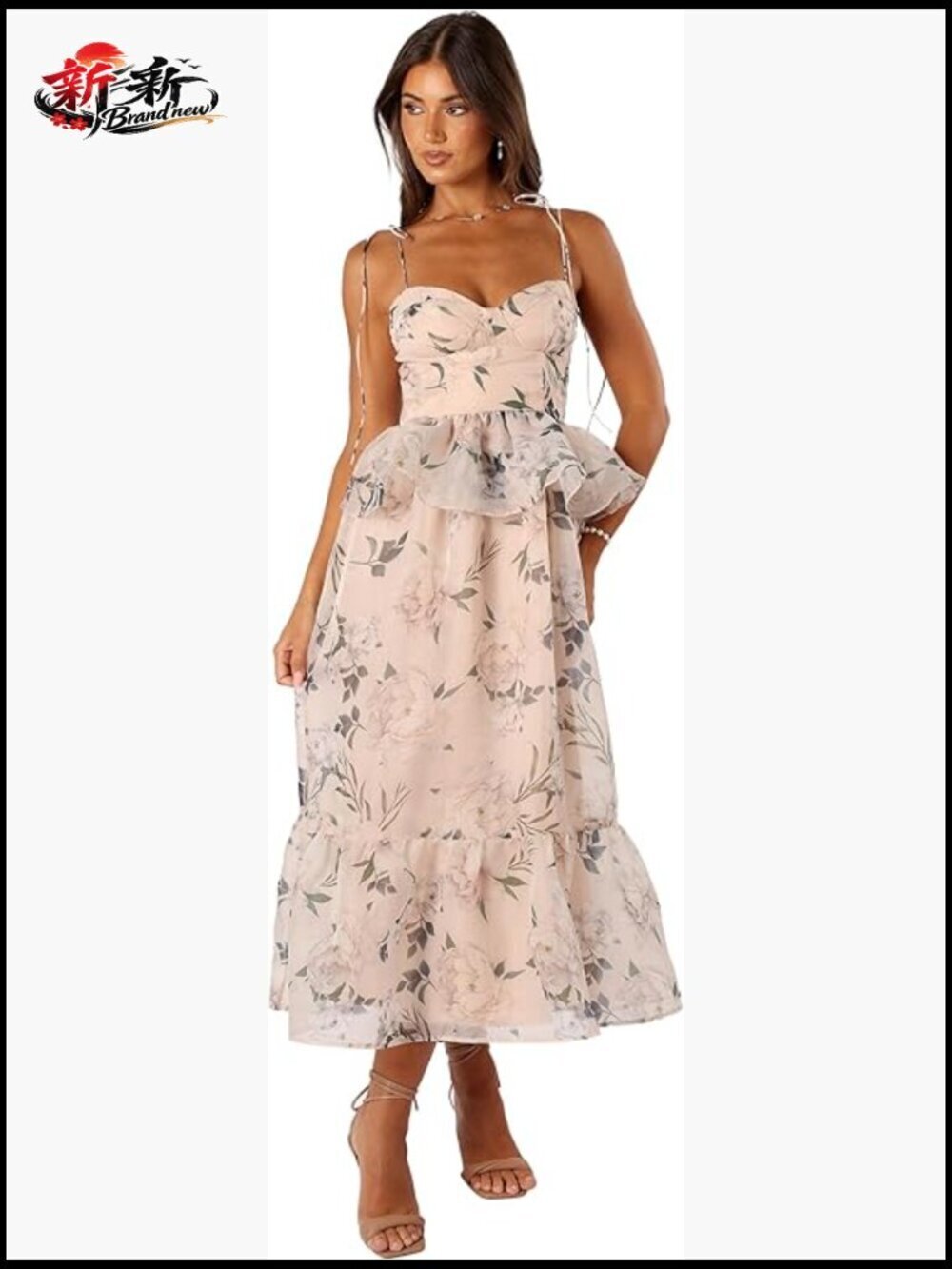 Polyester Spandex Midi Dress Sweetheart Neckline Shirred Back